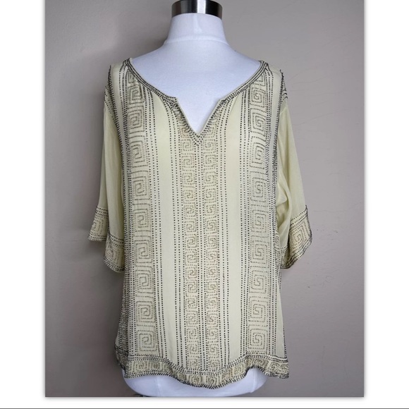 Calypso St Barth Bixi Beaded Embellished Short Sleeve Blouse - Picture 1 of 6